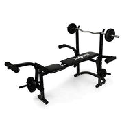 Klarfit Workout Hero Hantelbank - Bankdrücken Bank aus Stahlrohr, Fitnessbank mit Arm- & Beincurler, Hantelbank, Sit Up Bank, Maximalbelastung: 160 kg, schwarz