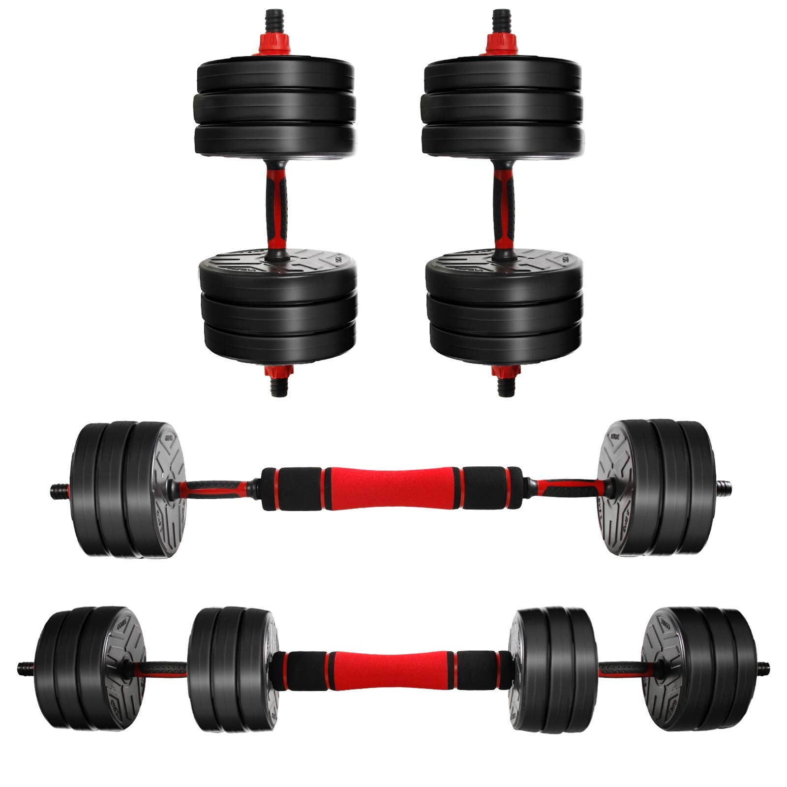 CCLIFE Hanteln Set 2er Kurzhanteln Langhanteln verstellbar 30 kg Hantelset professionell Dumbbell mit Verbindungsstahlrohr Gewichten
