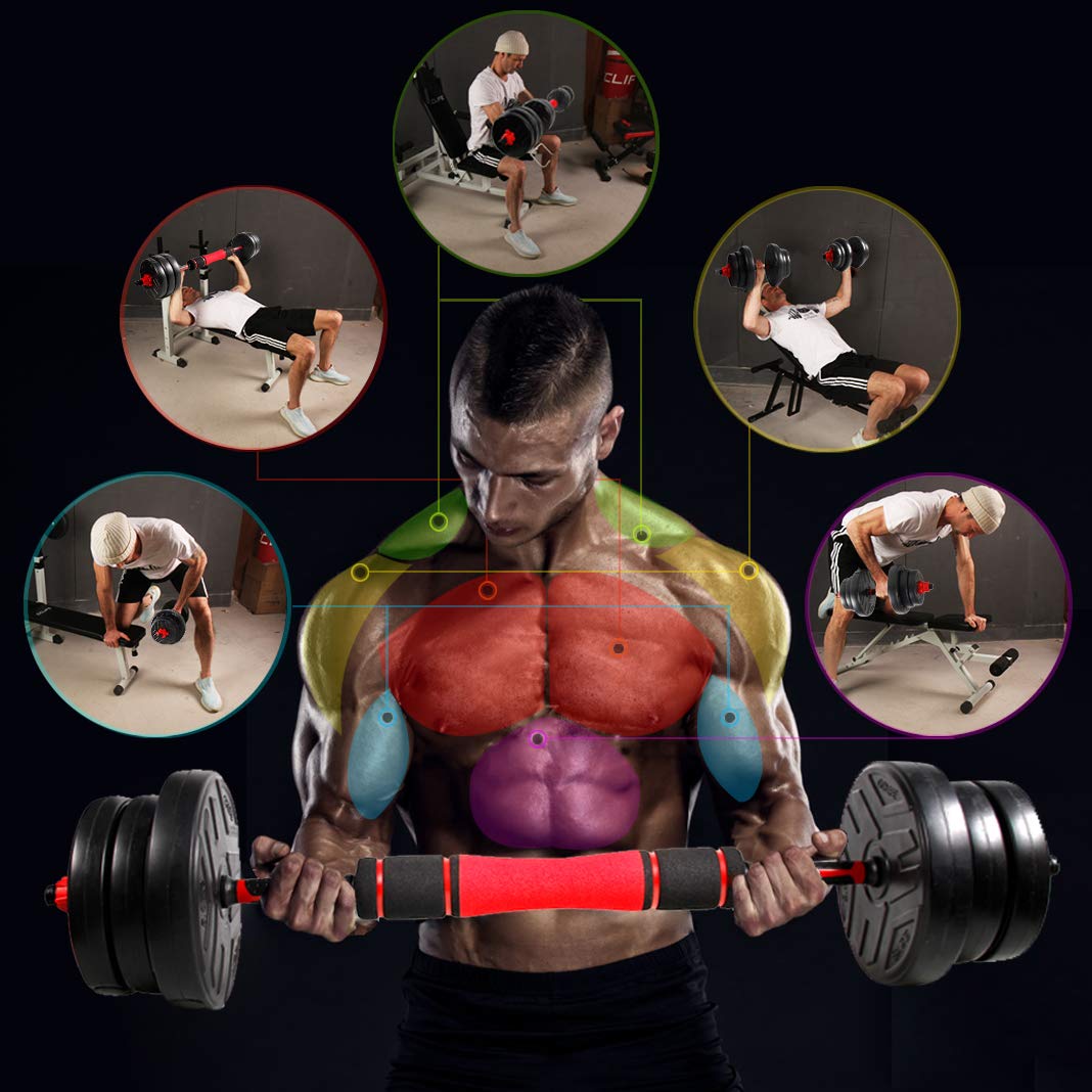 CCLIFE Hanteln Set 2er Kurzhanteln Langhanteln verstellbar 30 kg Hantelset professionell Dumbbell mit Verbindungsstahlrohr Gewichten