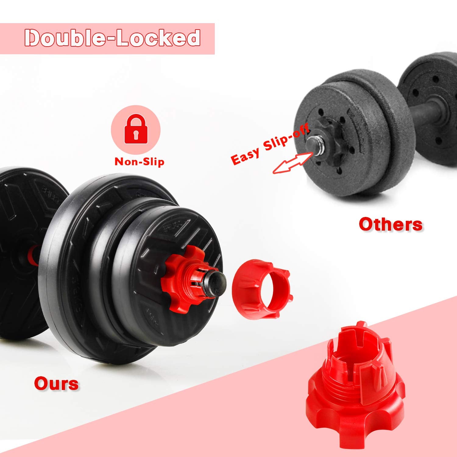 CCLIFE Hanteln Set 2er Kurzhanteln Langhanteln verstellbar 30 kg Hantelset professionell Dumbbell mit Verbindungsstahlrohr Gewichten