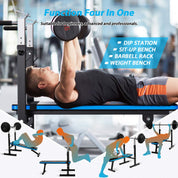 WINNOW Verstellbare Hantelbank mit Dip-Station Klappbare Schwerlast Gewichtheben Bank Heimtraining Fitnessstudio Multifunktion Trainingsbank