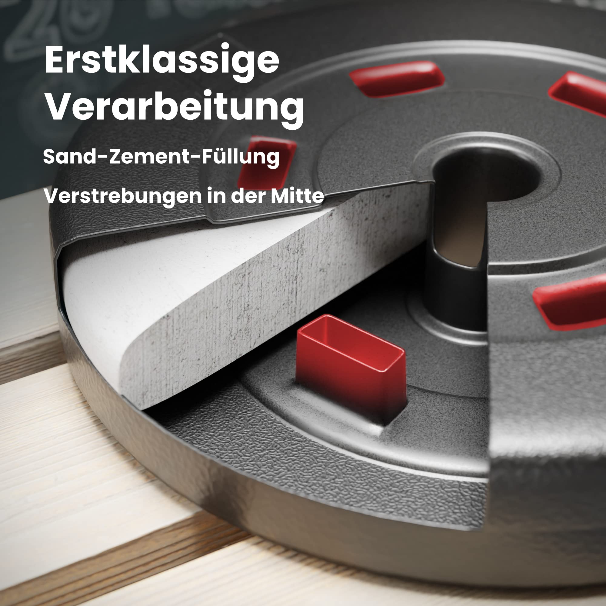 Hop-Sport Hantelscheiben Set 20 kg (2x10 kg) Kunststoff, Gewichtsplatten mit 31mm Lochdurchmesser, ideal für Standard 30mm Langhantelstangen, Robuste Gewichtsscheiben für Krafttraining