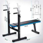 WINNOW Verstellbare Hantelbank mit Dip-Station Klappbare Schwerlast Gewichtheben Bank Heimtraining Fitnessstudio Multifunktion Trainingsbank