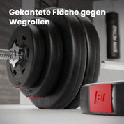 Hop-Sport Hantelscheiben Set 20 kg (2x10 kg) Kunststoff, Gewichtsplatten mit 31mm Lochdurchmesser, ideal für Standard 30mm Langhantelstangen, Robuste Gewichtsscheiben für Krafttraining