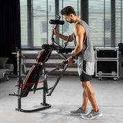Hop-Sport Hantelbank, Multifunktionale klappbare Trainingsbank mit Langhantelständer, Latzugturm, Butterfly & Curlpult, für Krafttraining zuhause, 250 kg Max. Belastbarkeit der Hantelbank