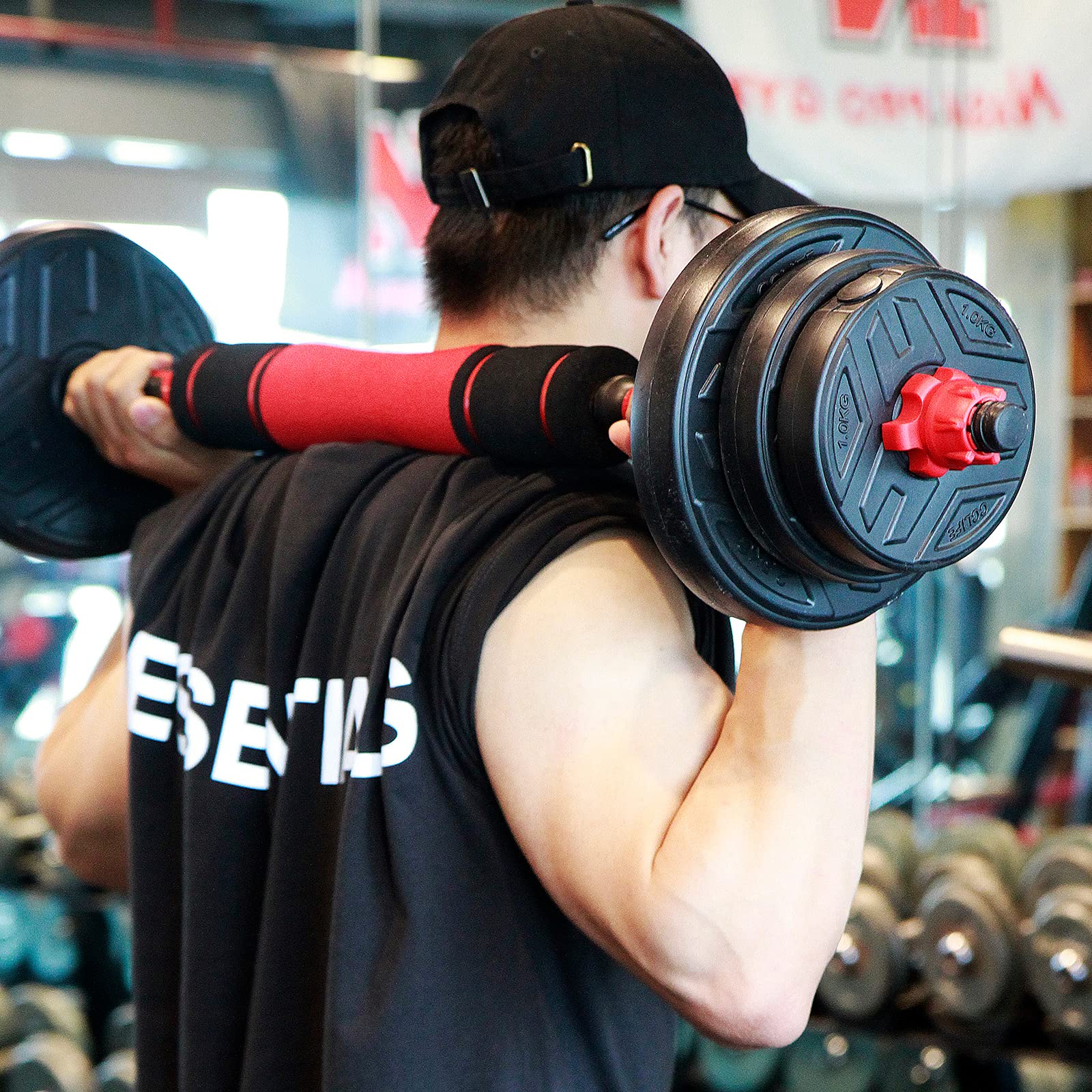 CCLIFE Hanteln Set 2er Kurzhanteln Langhanteln verstellbar 30 kg Hantelset professionell Dumbbell mit Verbindungsstahlrohr Gewichten